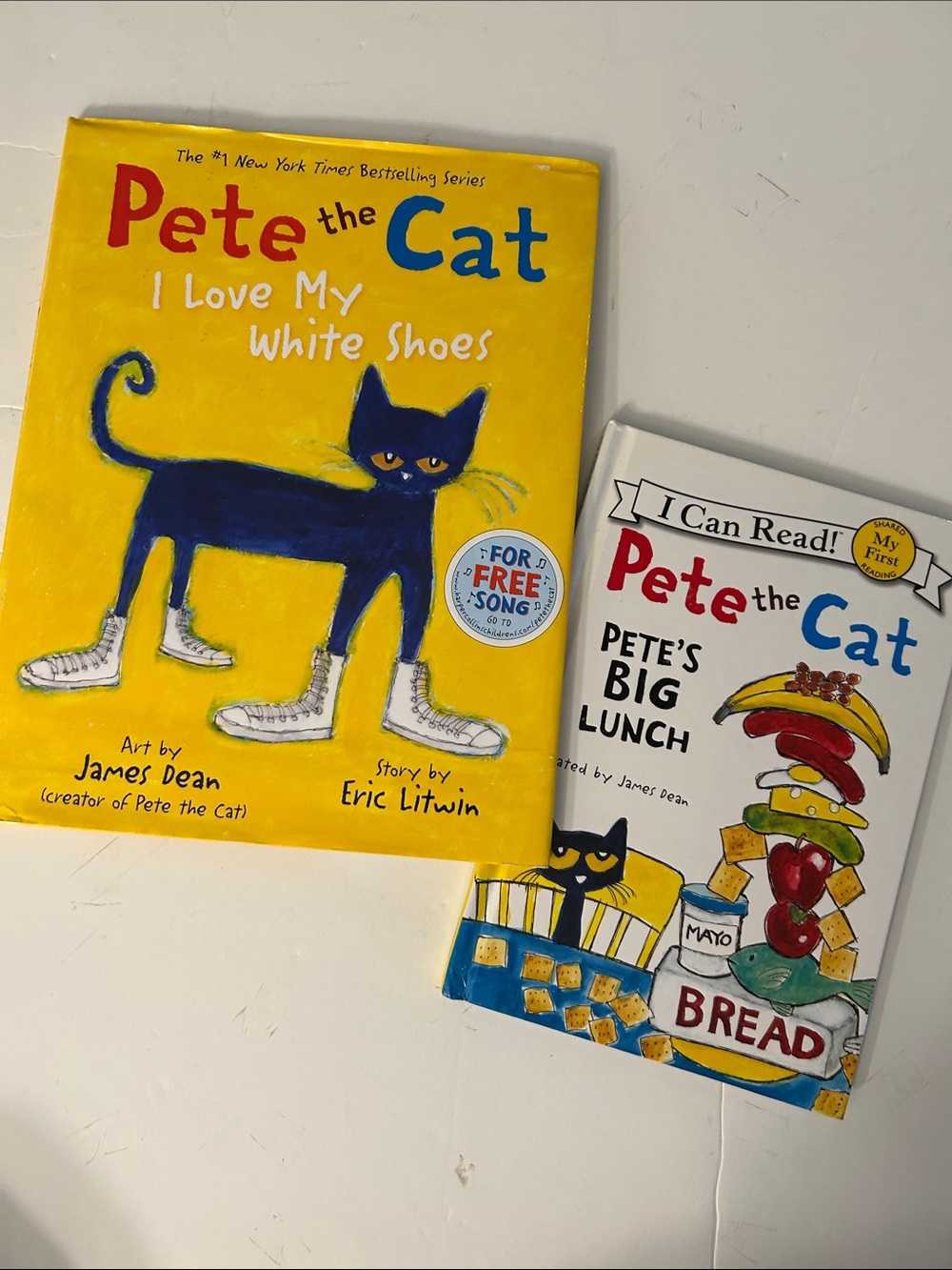Pete the Cat I Love My White Shoes book and Pete’s Big lunch